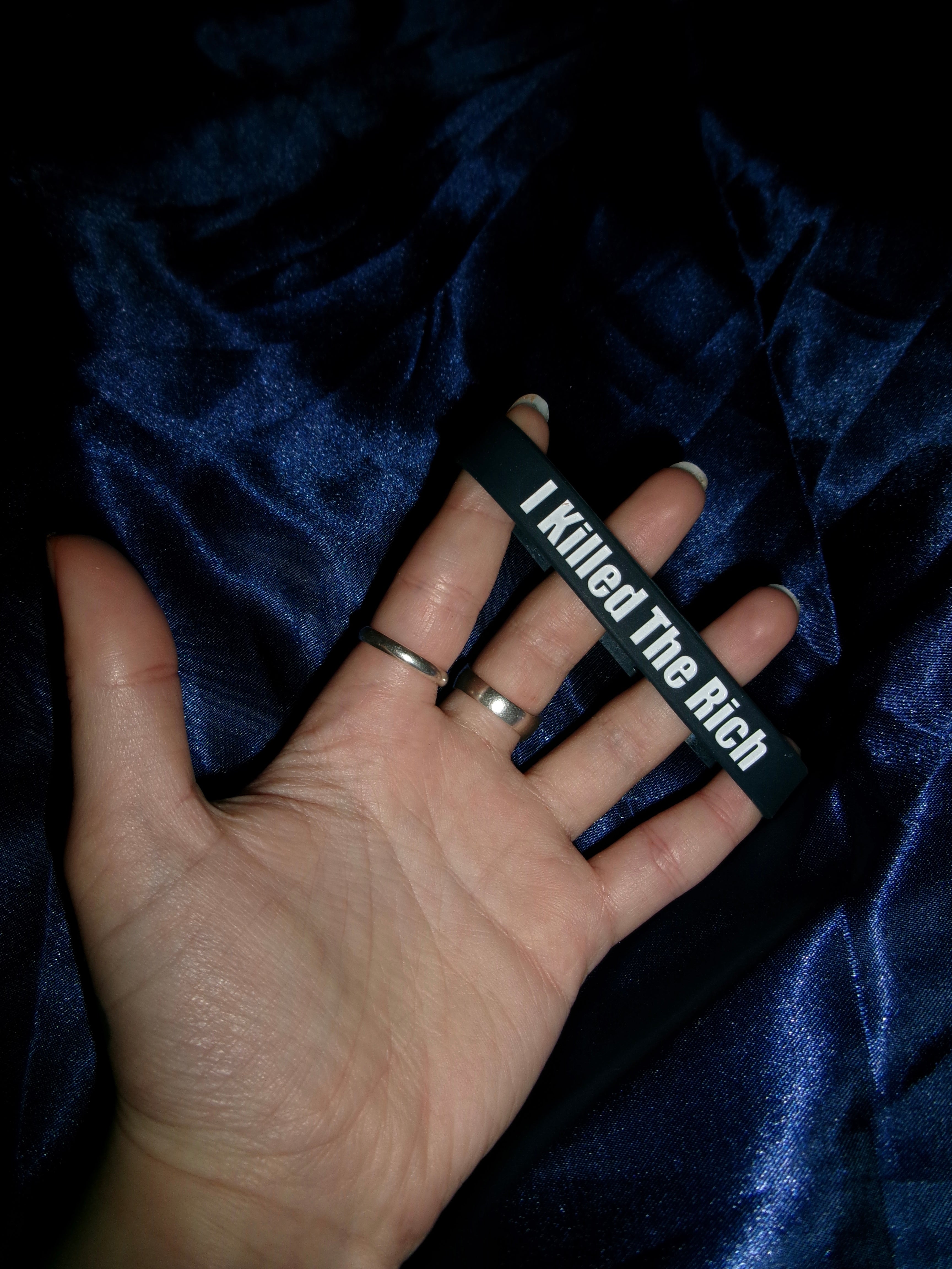 “I KILLED THE RICH” navy wristband