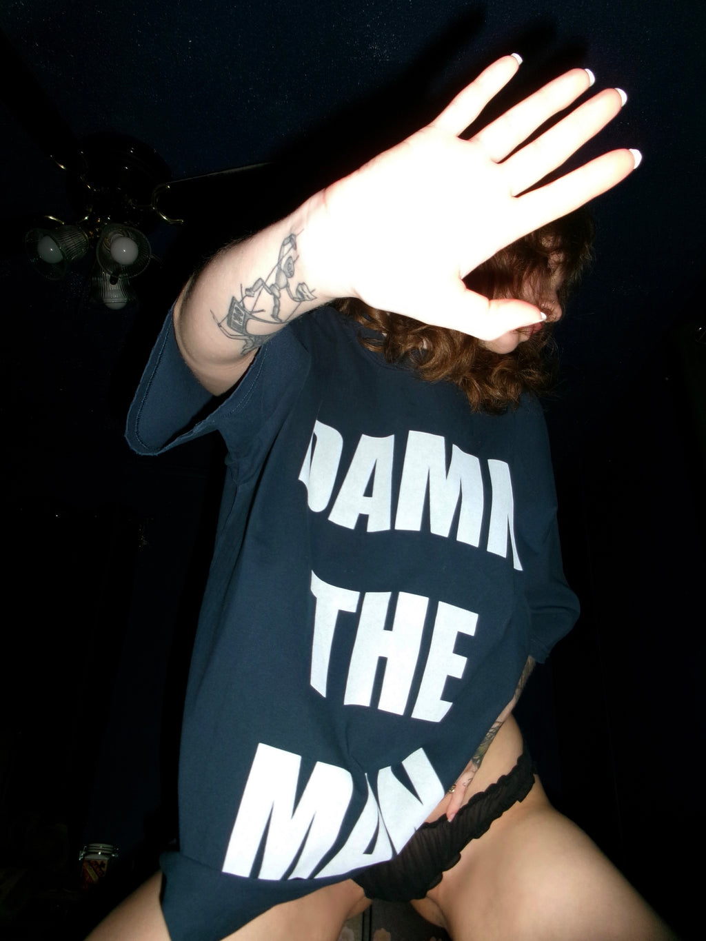 "DAMN THE MAN" Navy blue tee